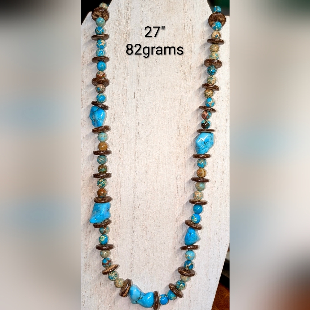 ONE-OF-A-KIND Vintage Turquoise, Jasper, Shell Artisan Necklace